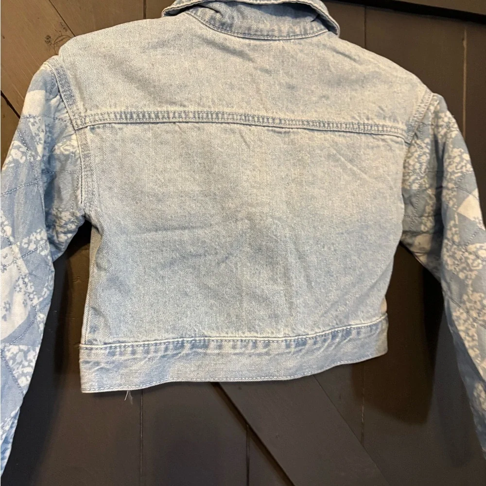 Cat & Jack Light Blue Jean Jacket with Quilted Sleeves
